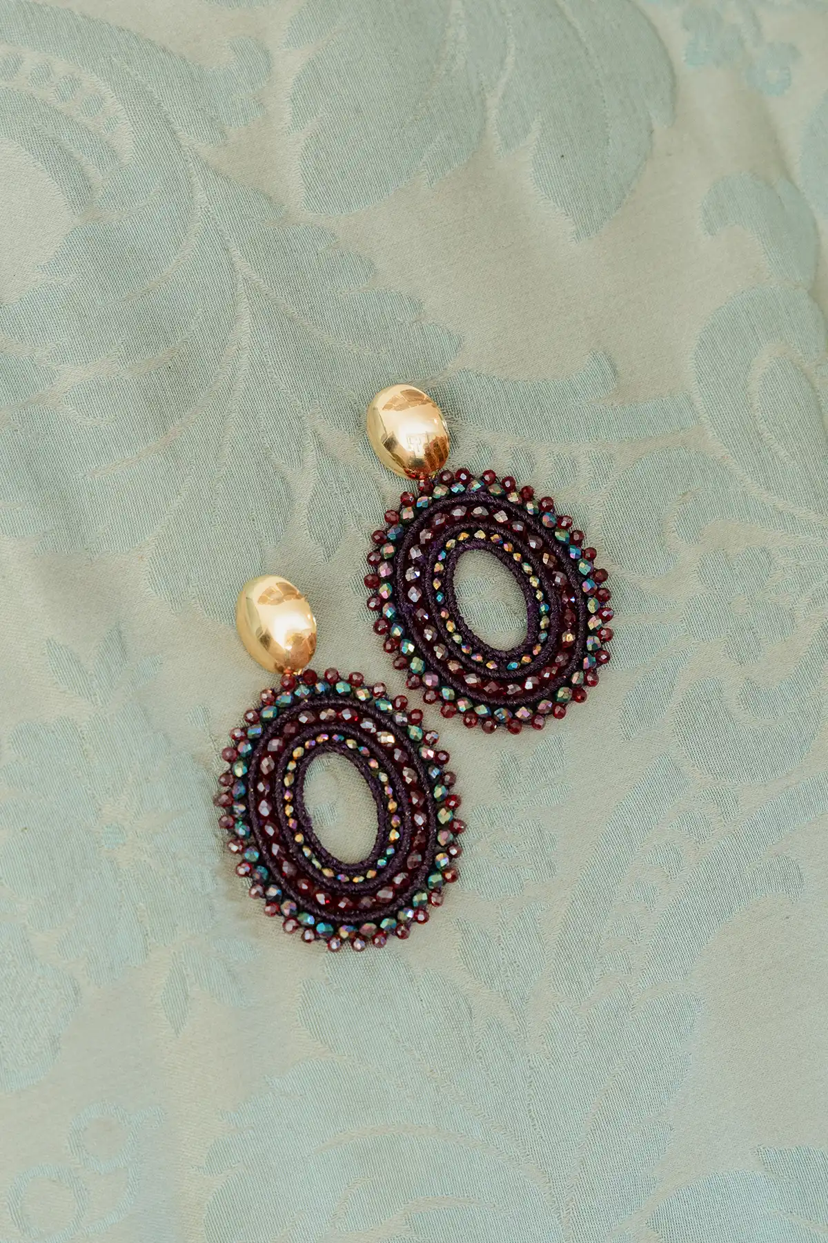 Disco Purple/Red Oorbellen Lieke Ovaal L