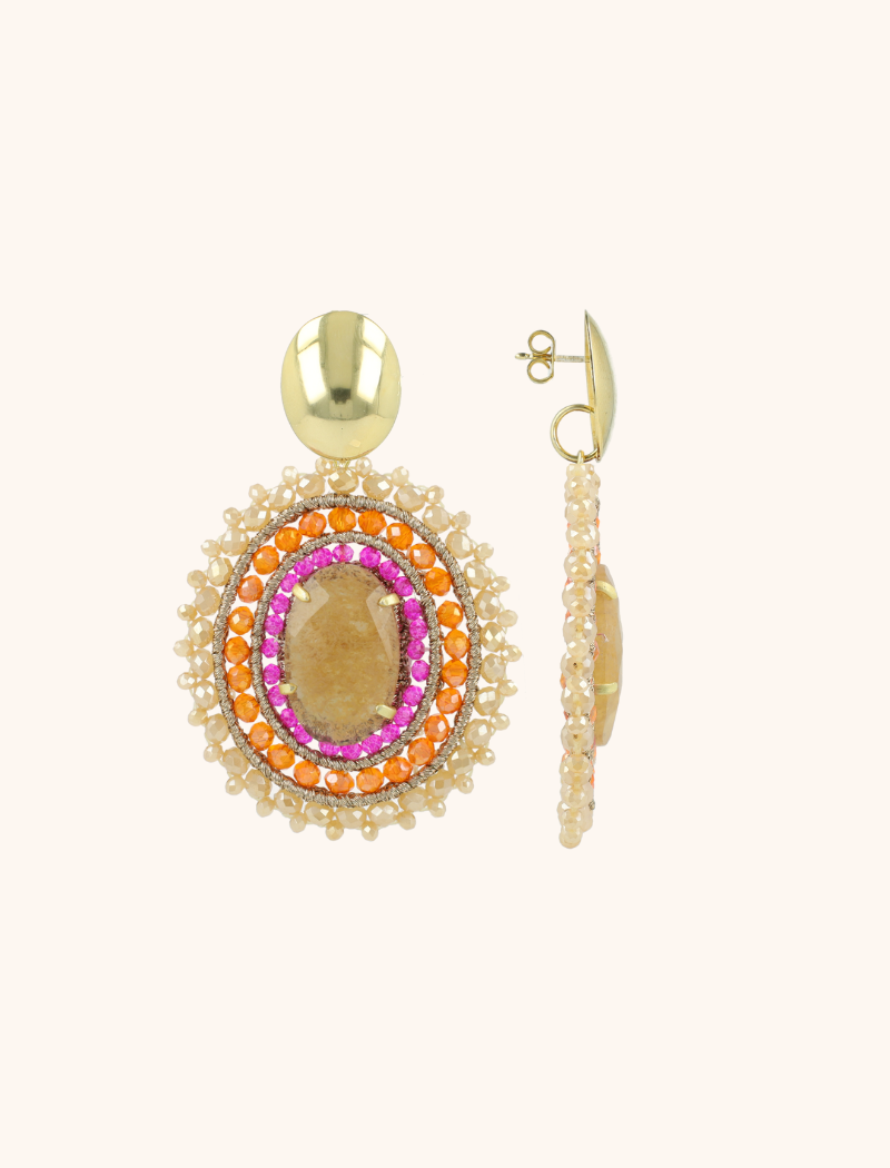 Fuchsia Tangerine Oorbellen Jamie Ovaal L Met Steenlott-theme.productDescriptionPage.SEO.byTheBrand