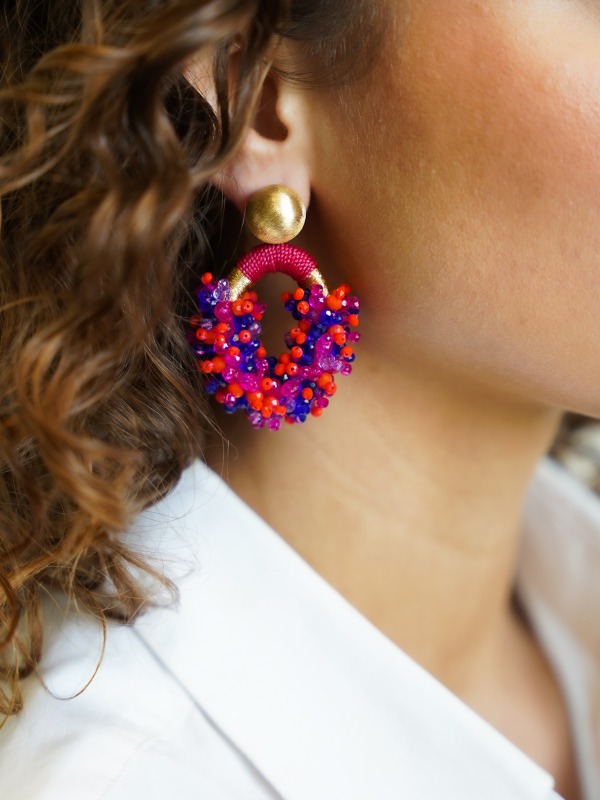 Koningsblauwe oorbellen Eve Combi oval M Double stones