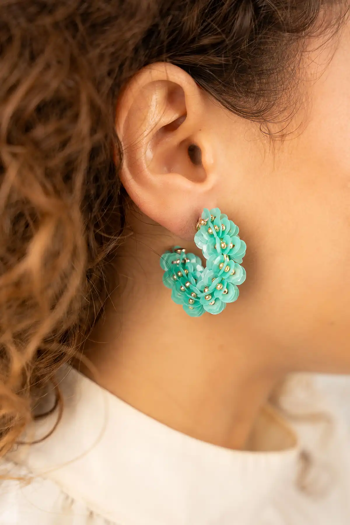 Blue earrings sequin creole S