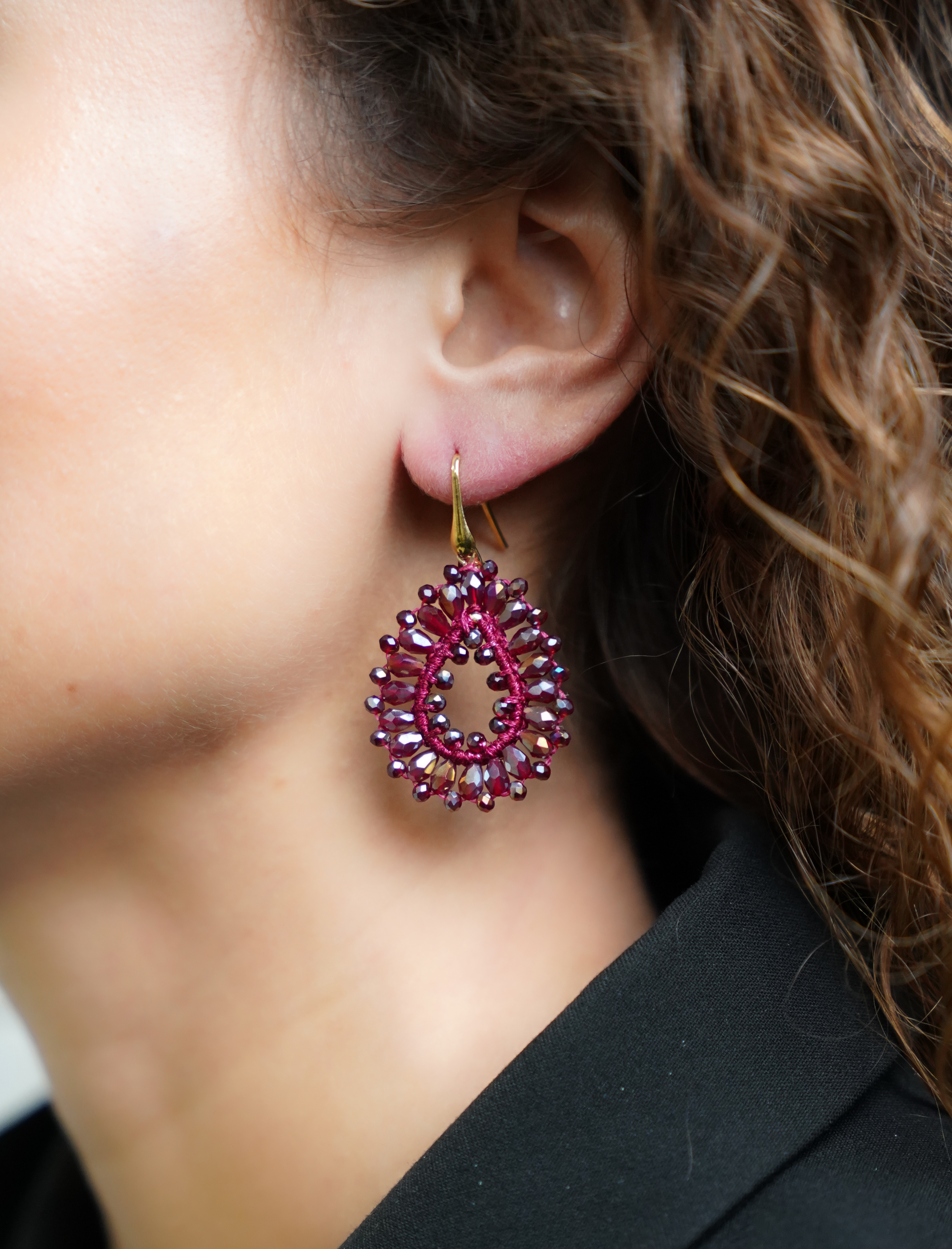 Metallic Bordeaux Earrings Robin Drop Crystal S