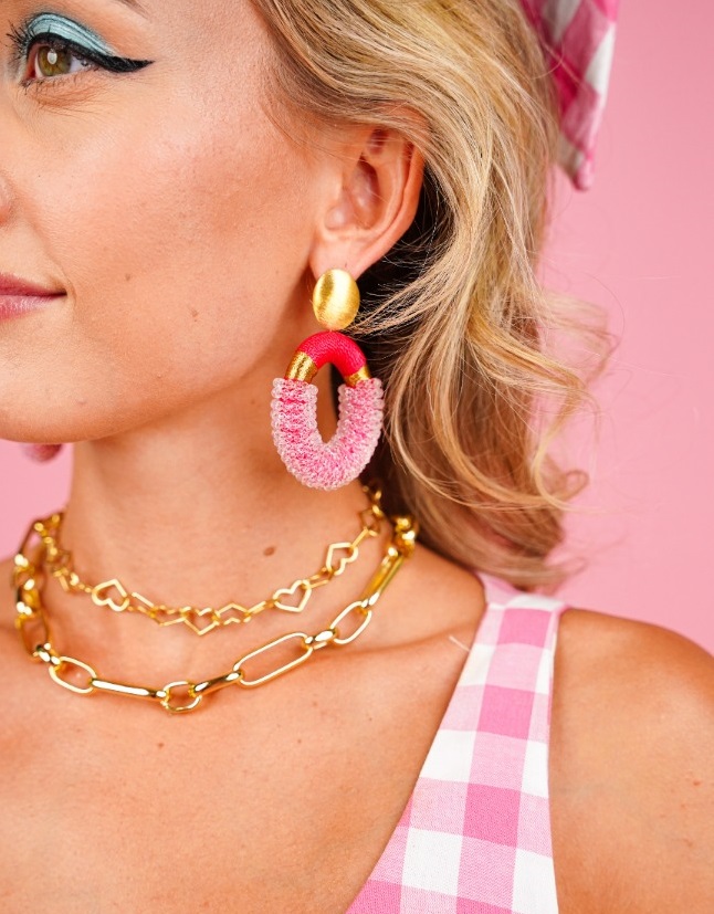 Roze Oorbellen Yara Oval L