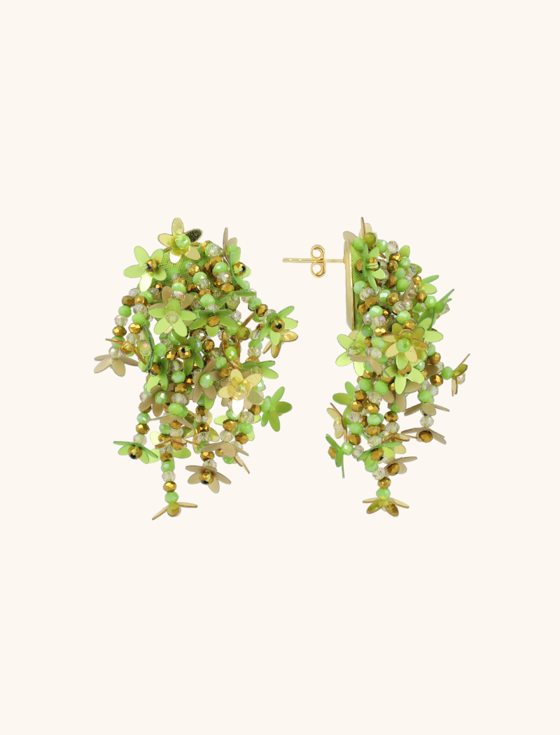 Groene Oorbellen Lilly Flower Strings M