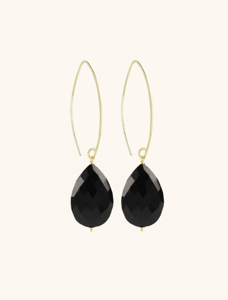 Black earrings nore quartz drop L 