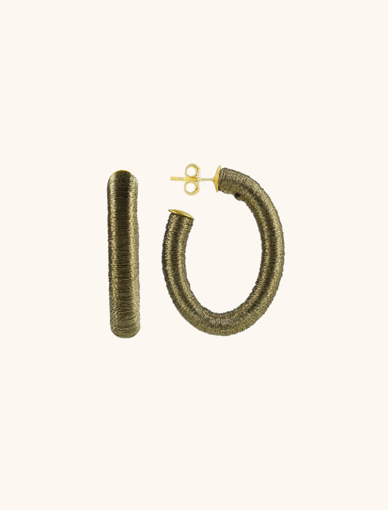Oud Gouden Oorbellen Amara Ovaal Creole Threated  M