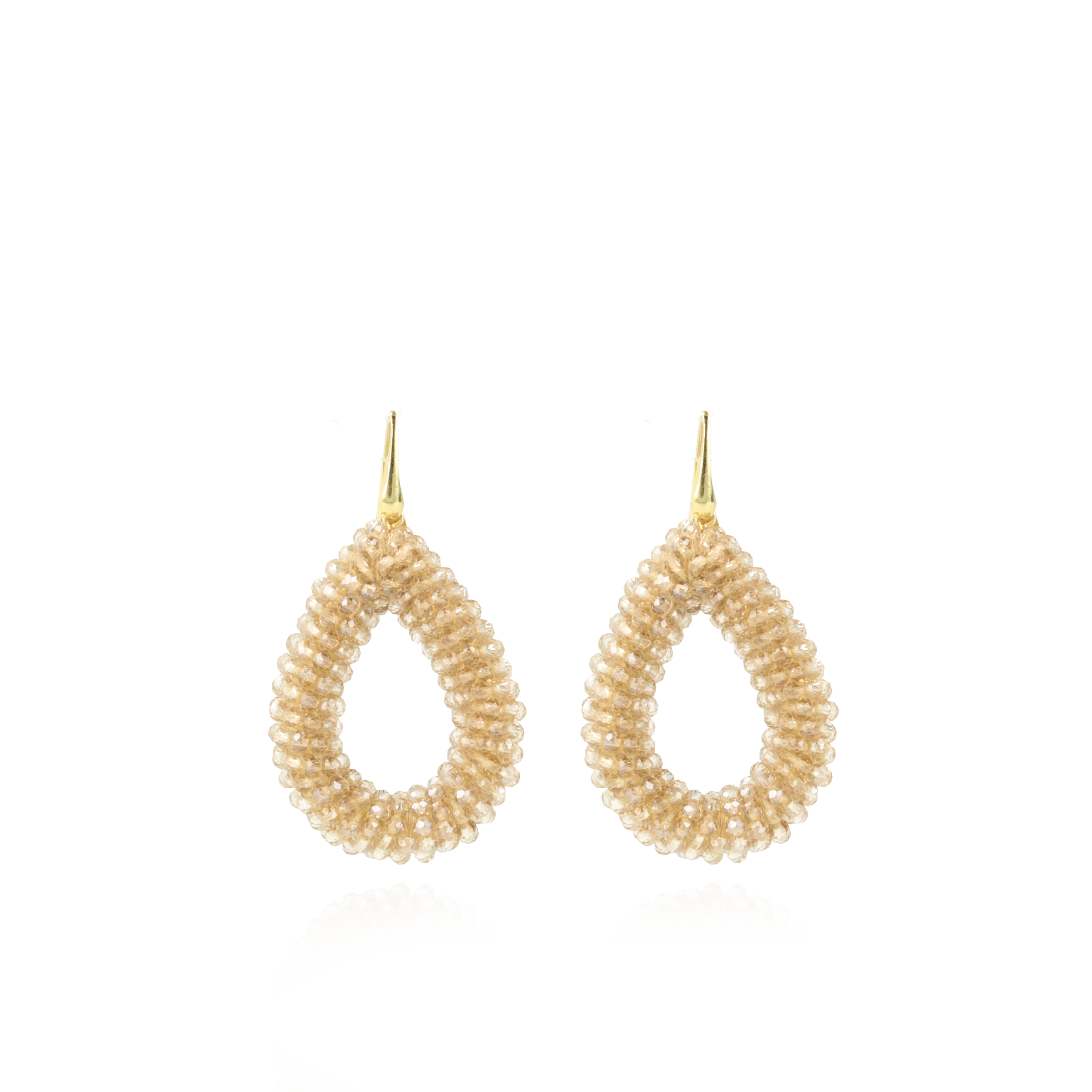 Champagne oorbellen glassberry druppel L