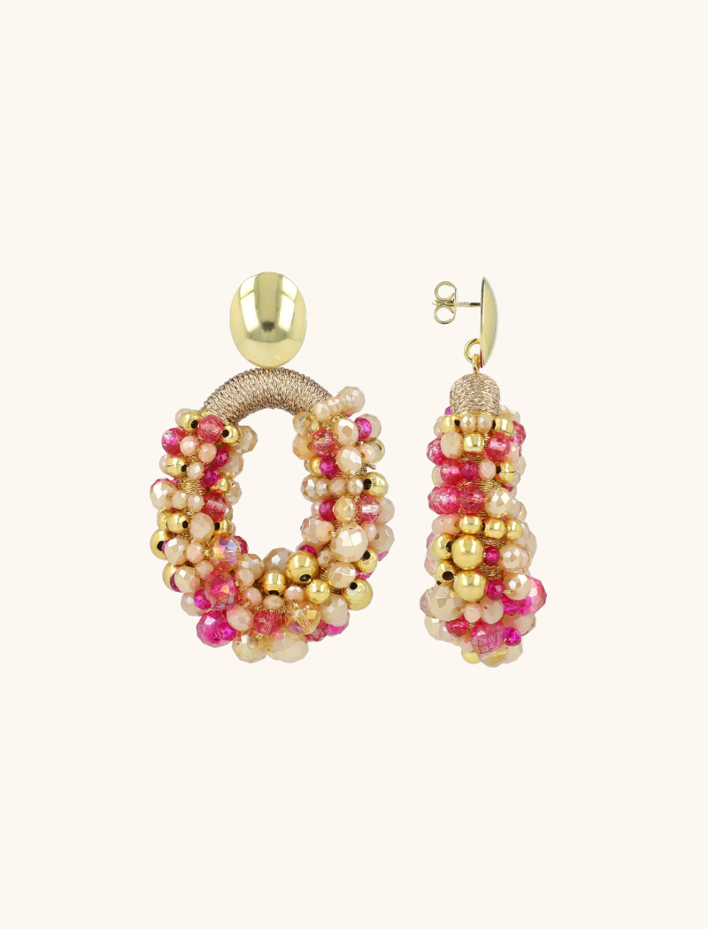 Fuchsia Tangerine Earrings Opheilia Combi Oval M