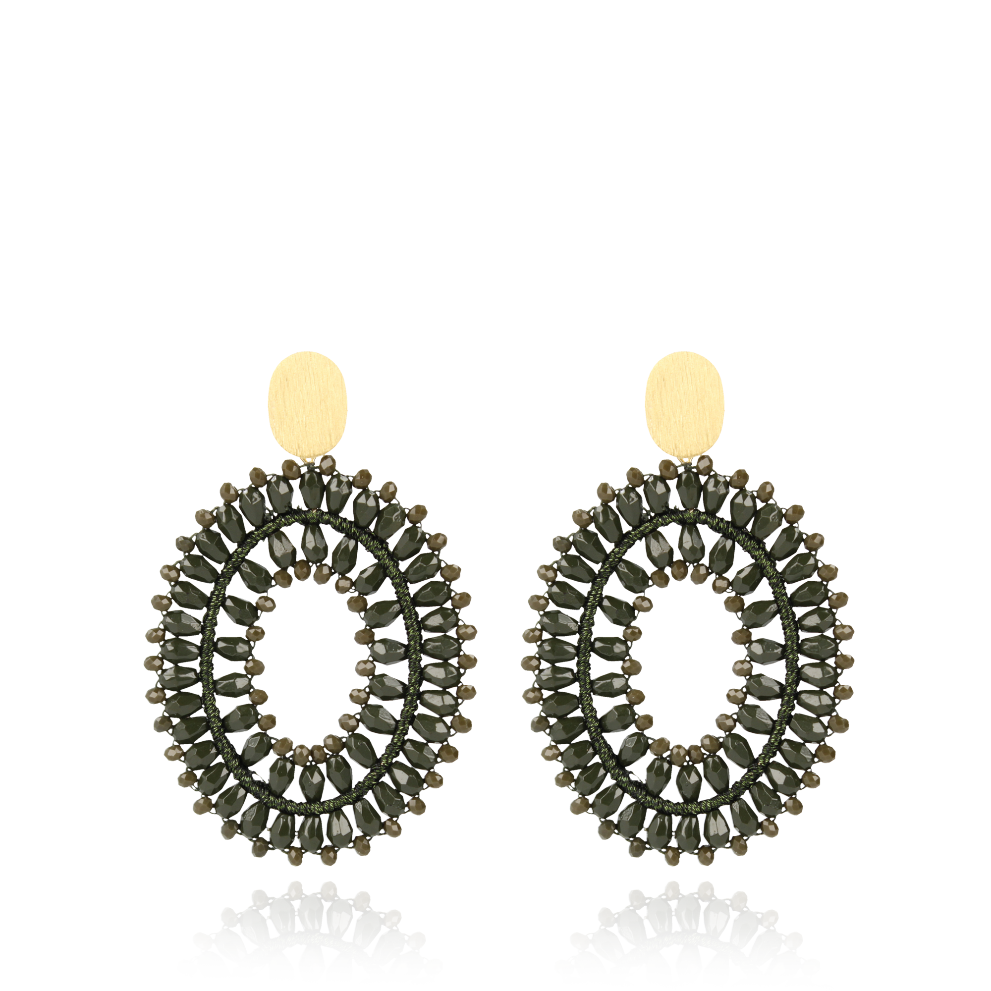 Army Groene Oorbellen Noa Silk Double Stones