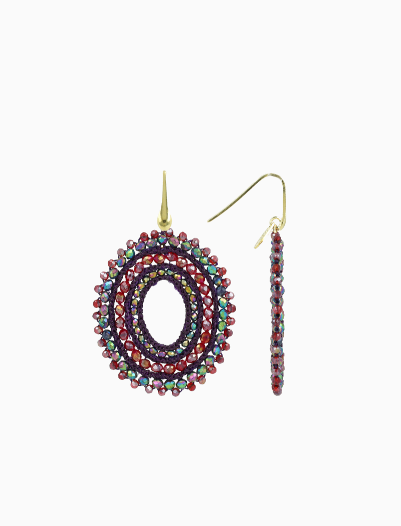 Disco Purple/Red Earrings Lieke Oval L