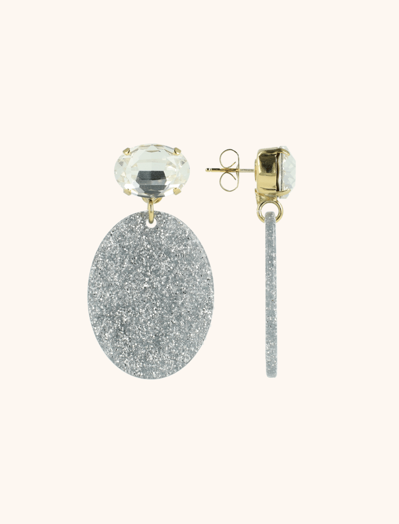 Zilveren Glitter Oorbellen Celia Ovaal Slott-theme.productDescriptionPage.SEO.byTheBrand