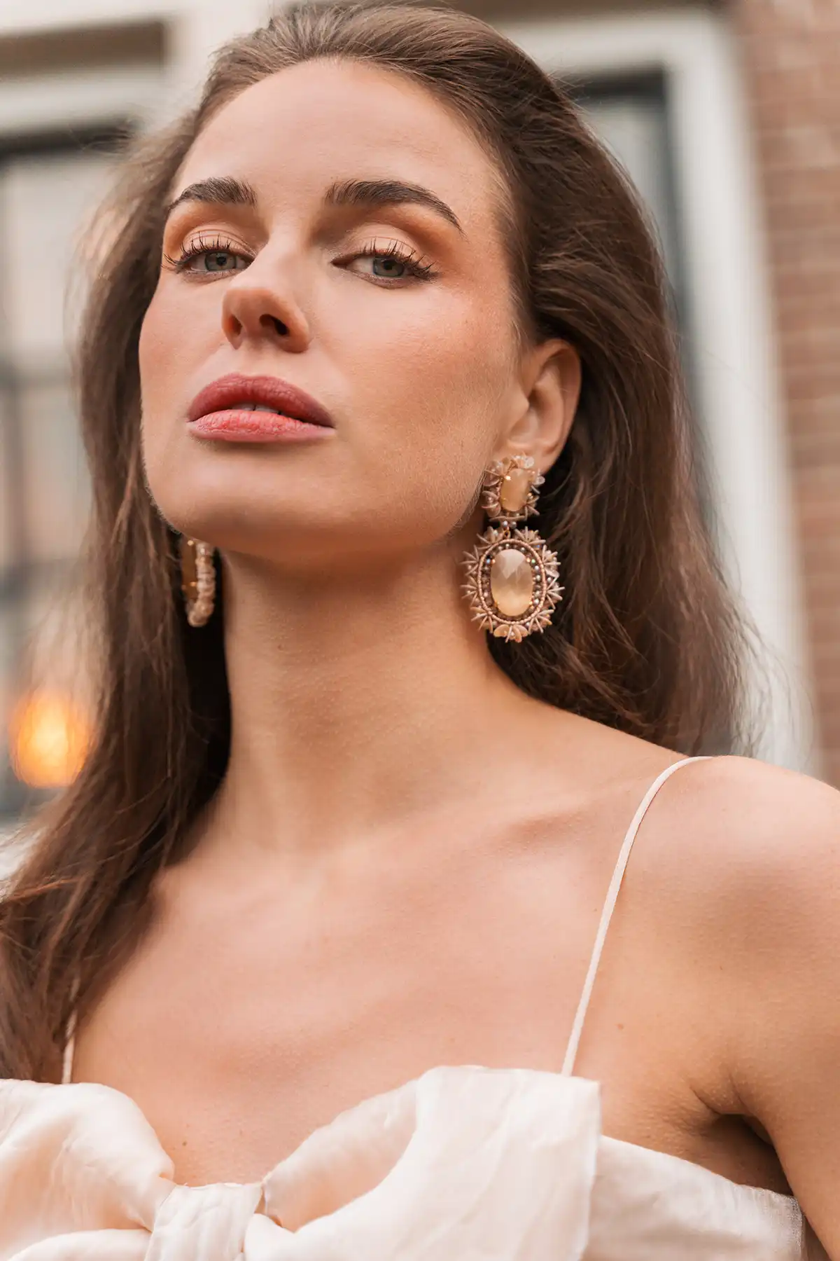 Champagne Earrings Pendant Earring Double w/ Sequins L Lara