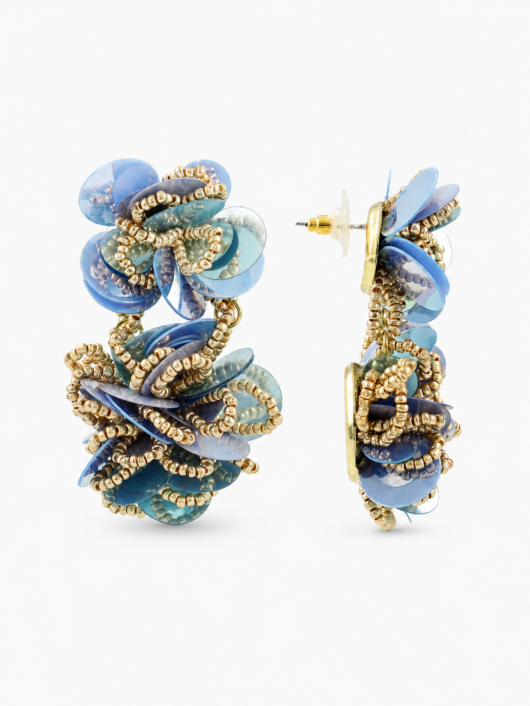 Blauwe Oorbellen Double Knotted Sequins Earring M Millie