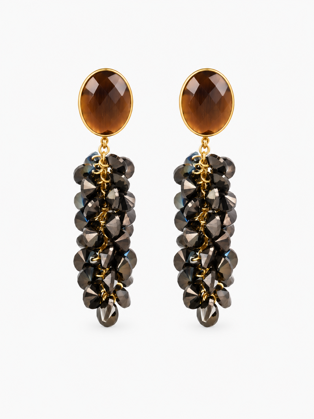 Lonneke – Cluster of Thick Sequins Oorbellen – Bruin
