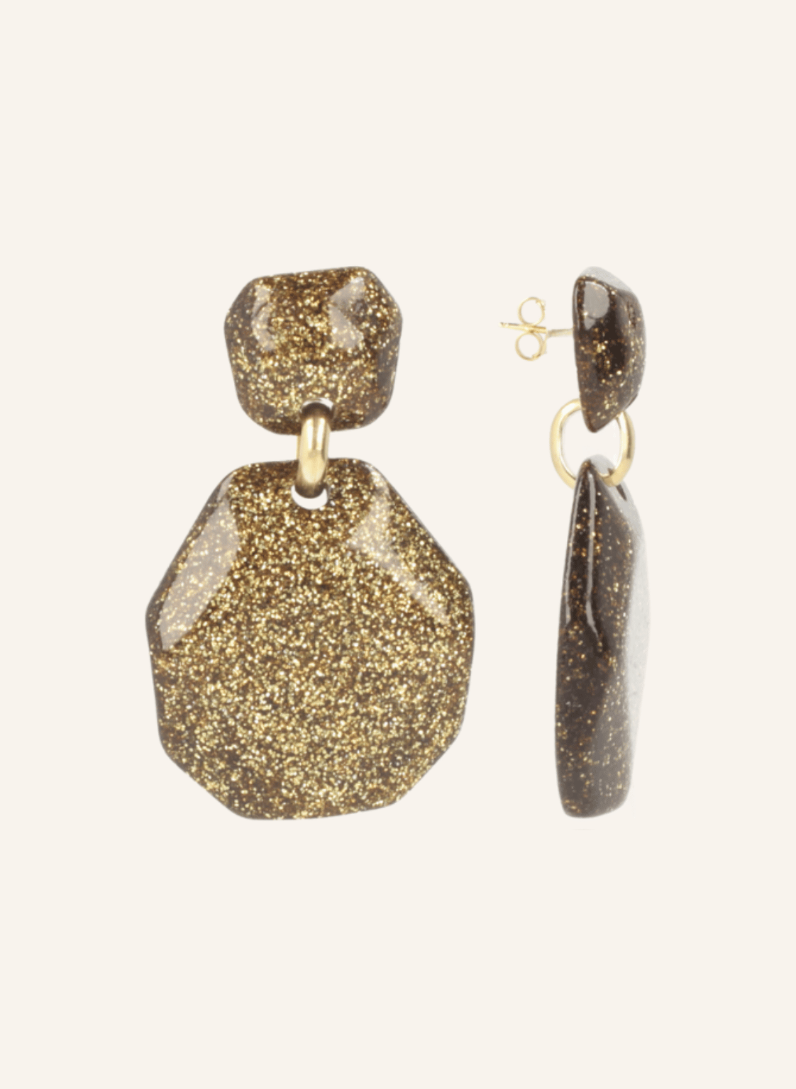 Gouden Glitter Oorbellen Zora Double XL
