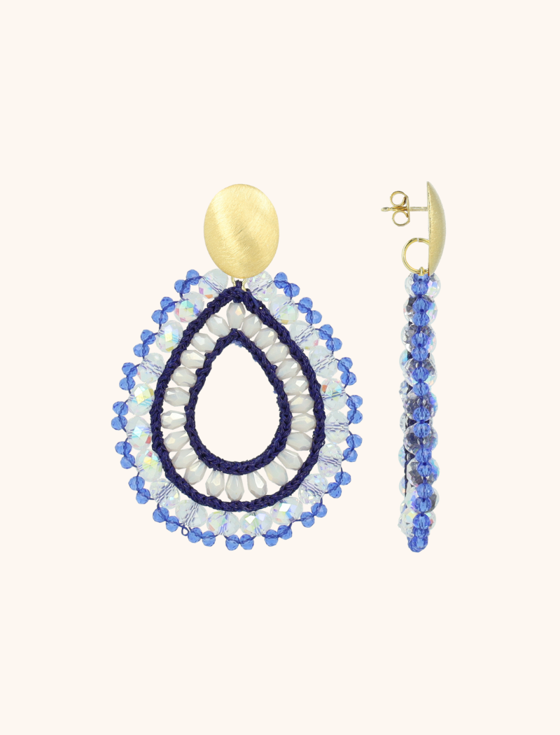 Blauwe Oorbellen Vos Open Drop L Irr. Stones