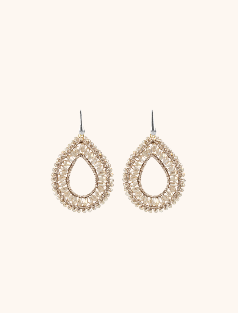 Champagne oorbellen Charlotte Silk Drop Crystal L