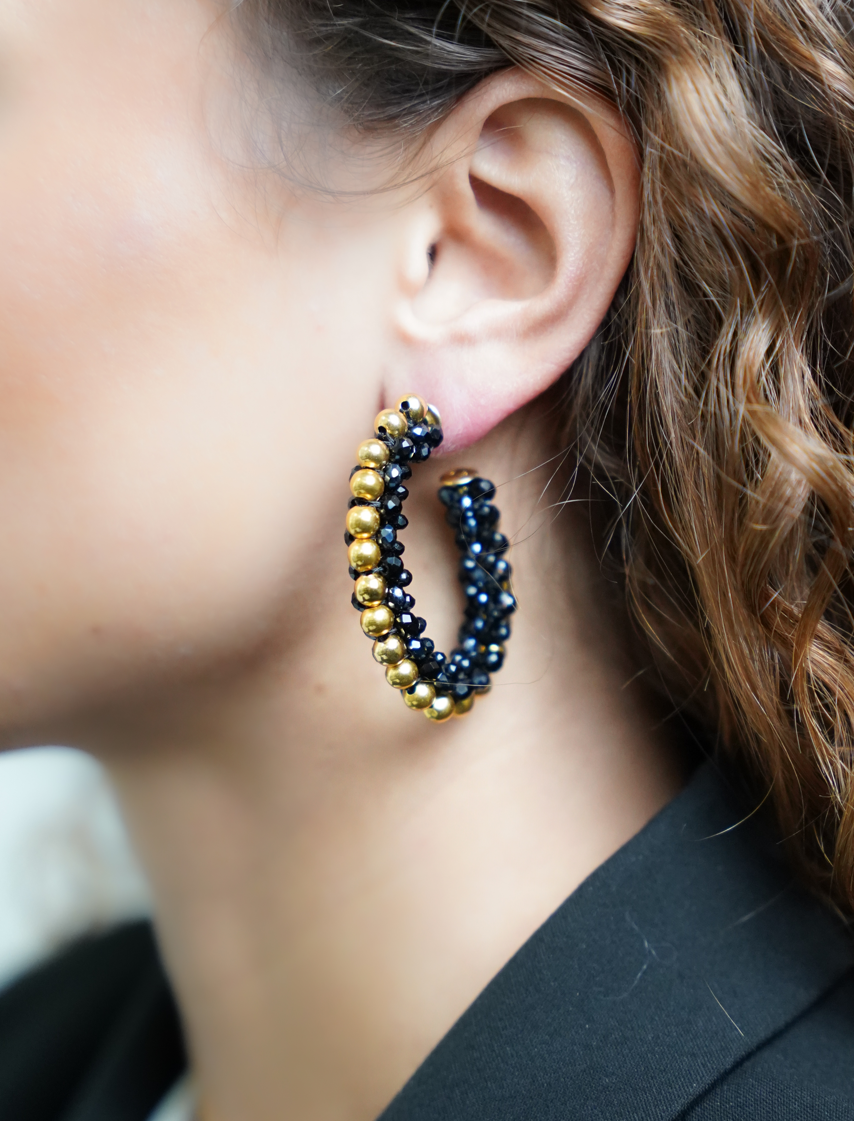 Zwarte Oorbellen Loe Creool Deluxe L