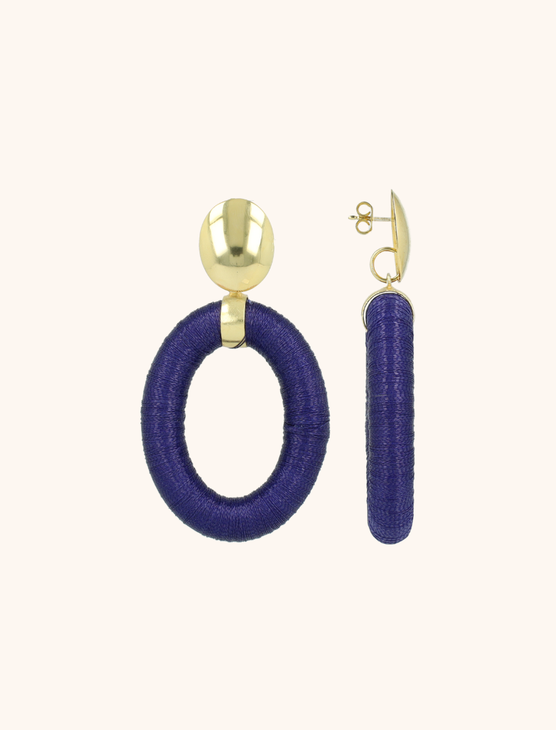 Blauwe Oorbellen Faye Oval with Bead Threated 