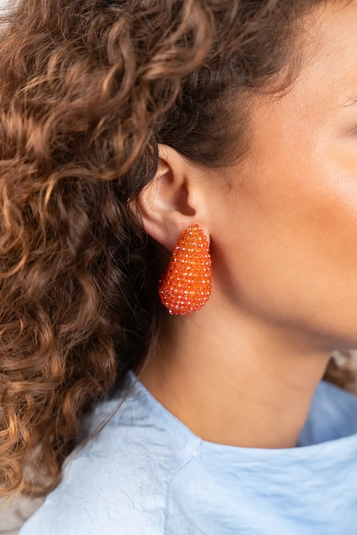 Orange Ohrringe Nadine Teardrop Creole M  