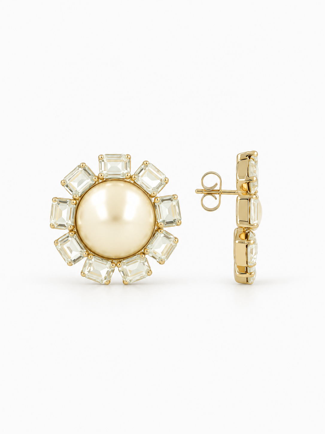 15.A23- gold round pearl w/ retangles