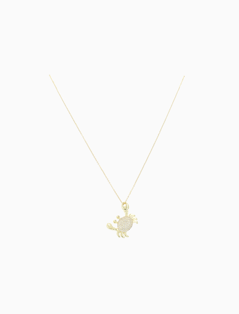 SY Necklace Crabby with Crystal Stones - Gold