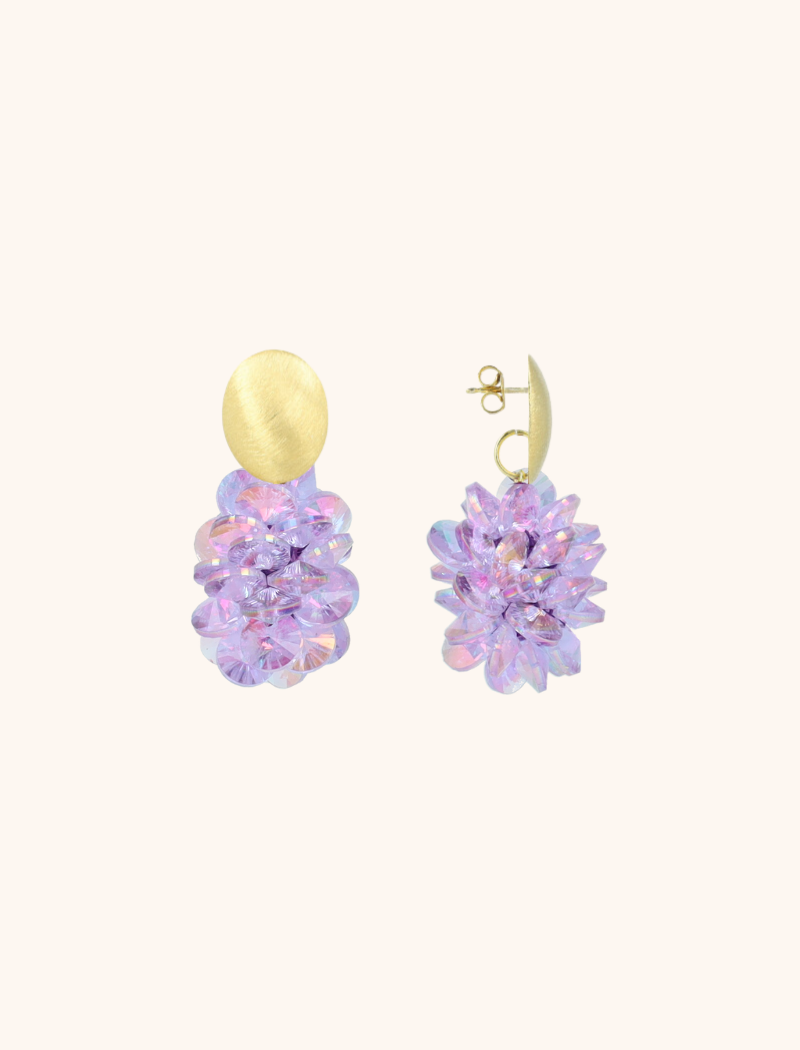 Lavendel Holo Oorbellen Crystal Grape