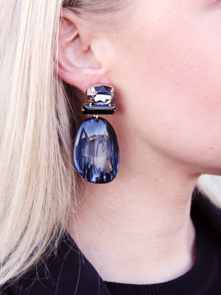 Blauwe Oorbellen Aurora Ovaal L Strass