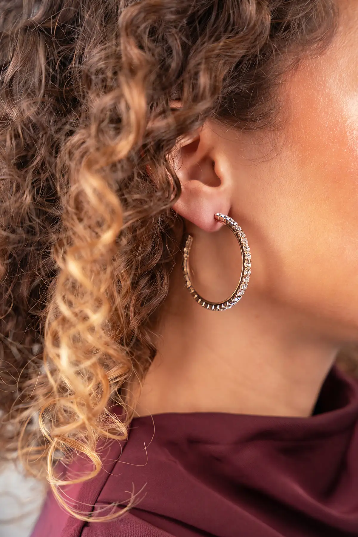 Gouden Oorbellen Tennis Creool Fine Stones L Noor