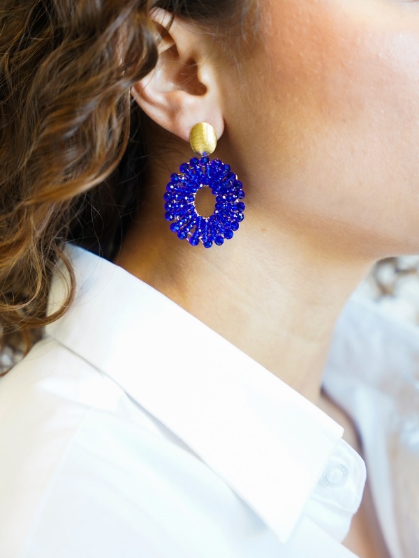 Royal Blue earrings Mia open Oval S