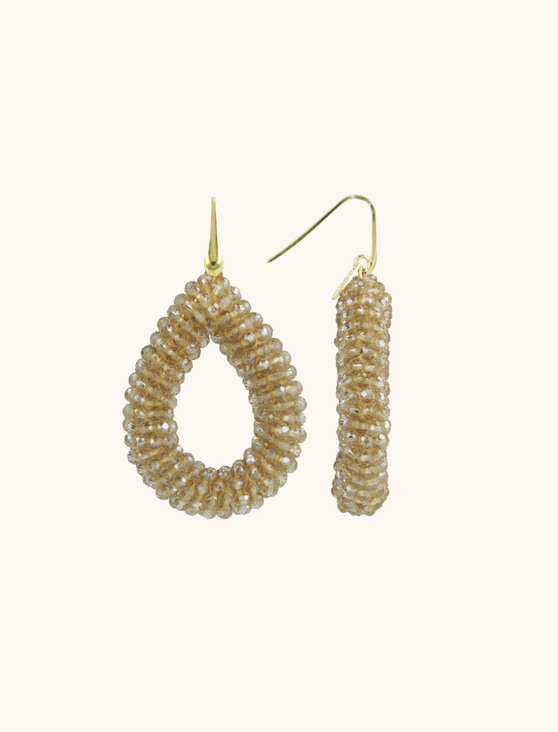 Champagne oorbellen glassberry druppel L
