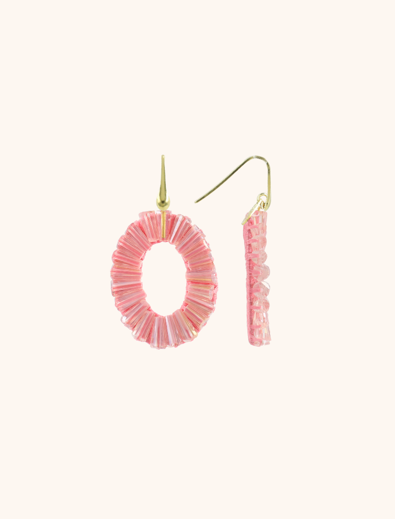 Pink Earrings Danee Oval Tube Clip