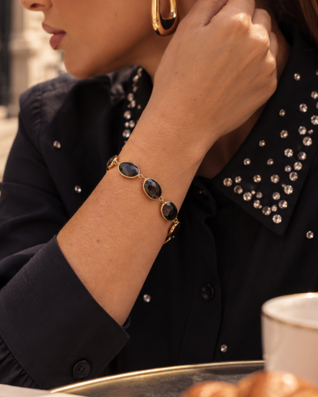 PRE-ORDER   Ann – Nine Framed Stones Bracelet – Brown