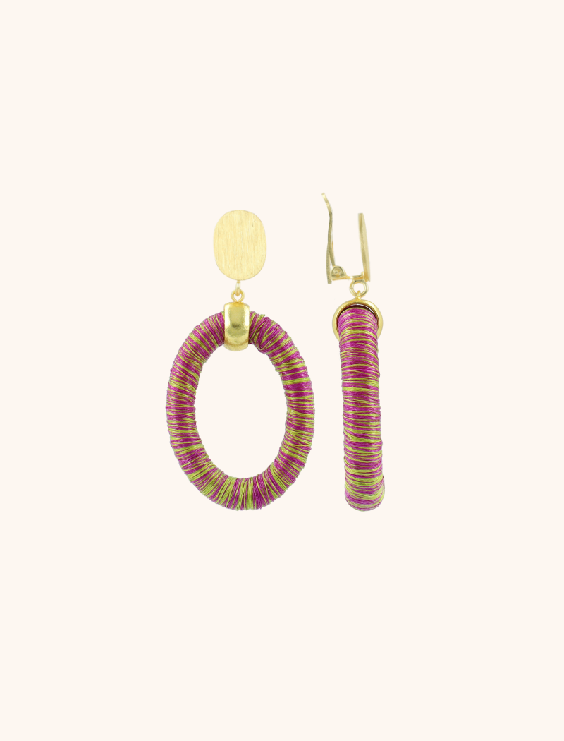 Fuchsia Lime Earrings Faye Oval S Clip