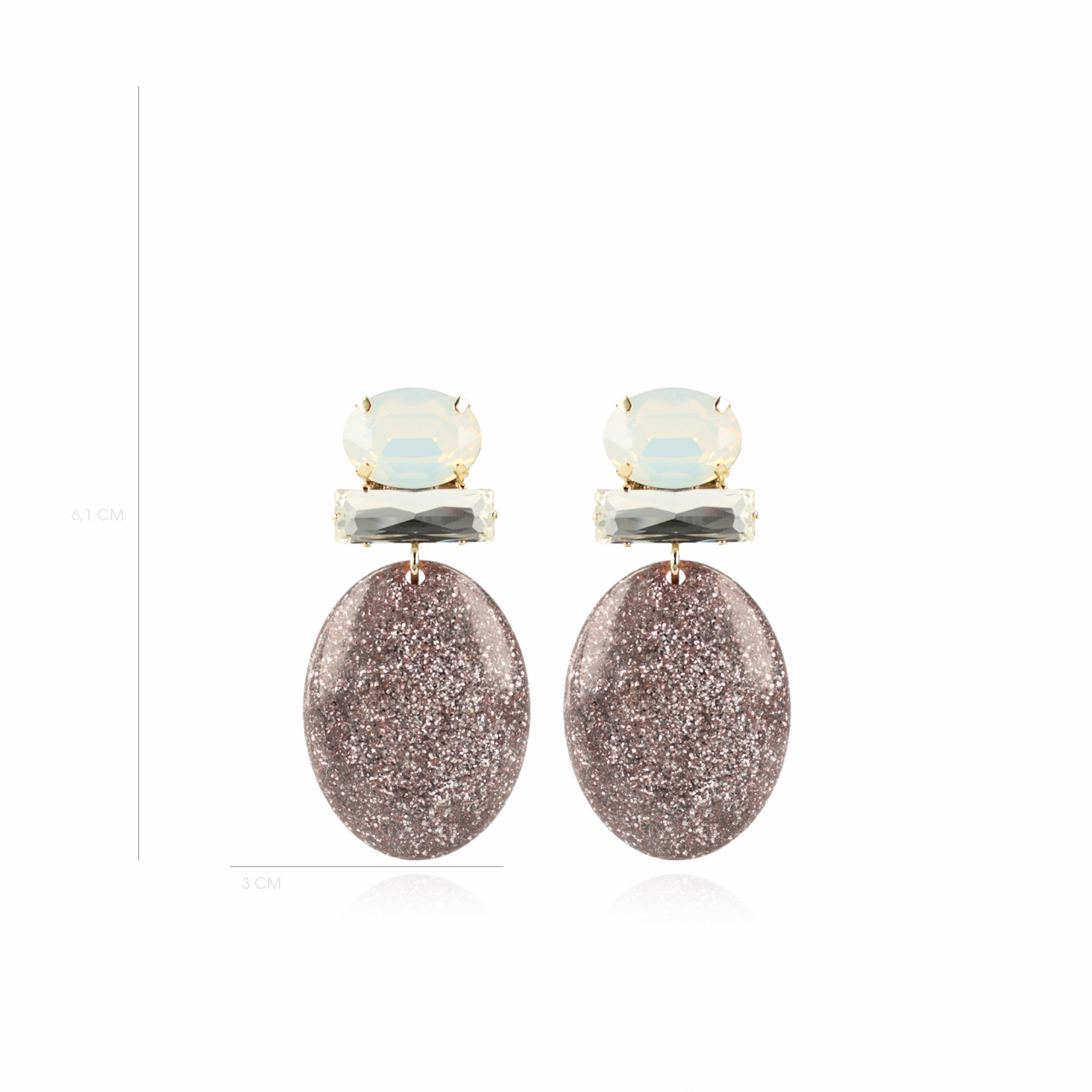 Glitter Lila Oorbellen Sirius Ovaal Strass