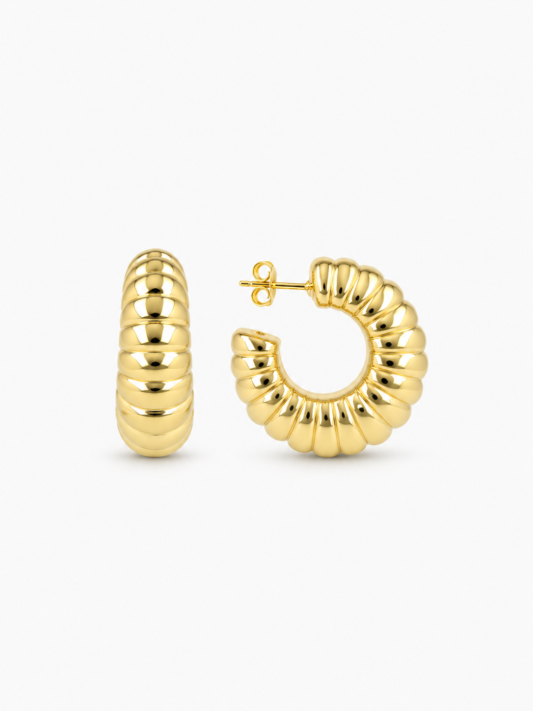 CL Earring w/ Vertical Bumps M - Gold