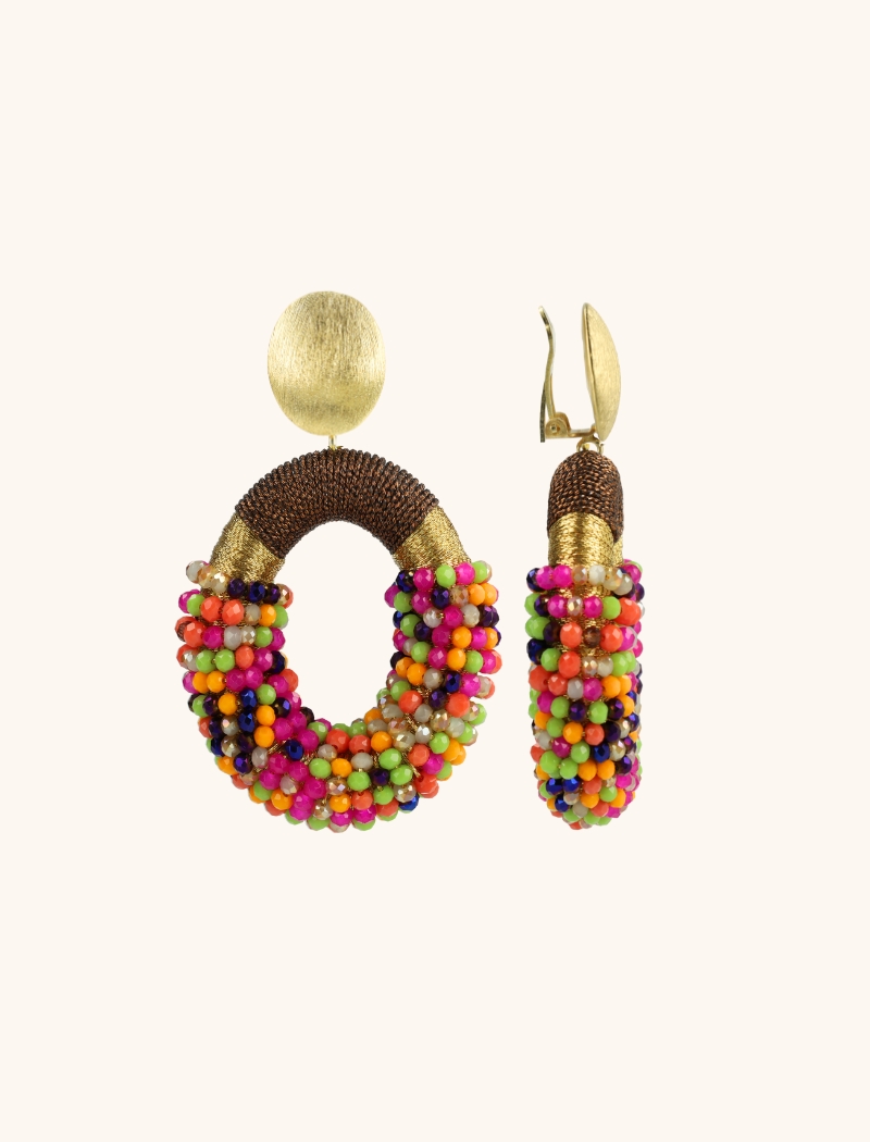 Braune Fuchsia Ohrringe Yara Oval L Clip