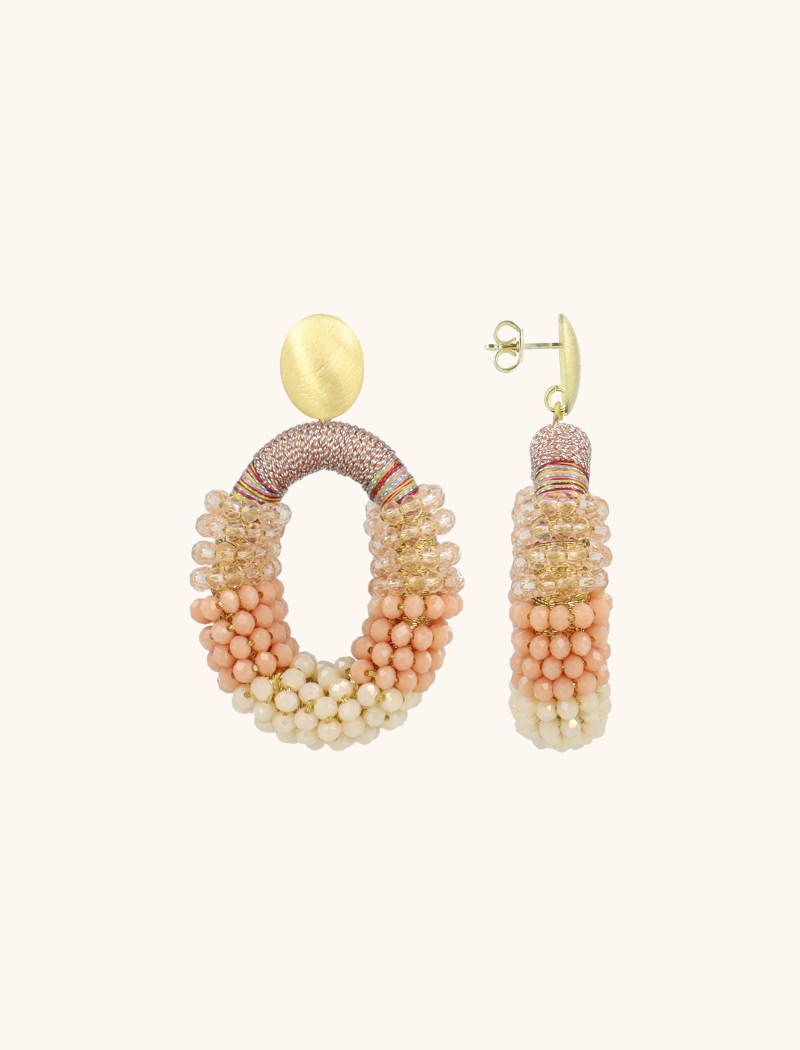 Coral Mix Oorbellen Yara Combi Oval M