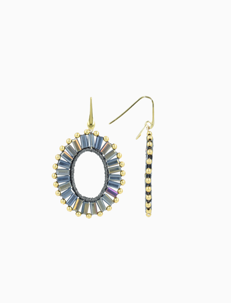 Metallic Blue Oorbellen Naomi Ovaal S