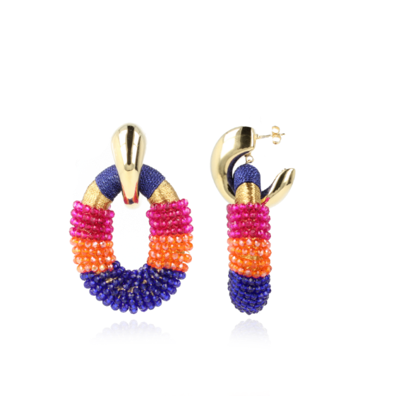 Royal blue earrings Yara Glassberry Oval L