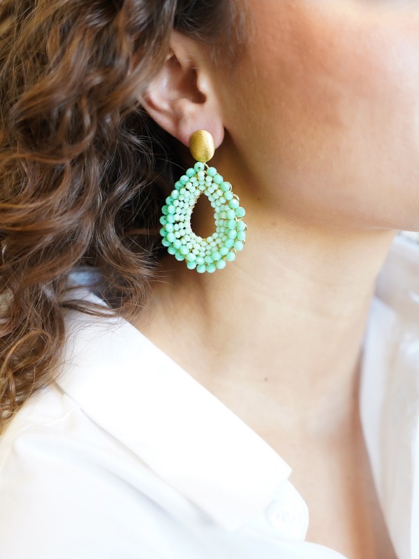 Light turquoise earrings Babs Open Drop