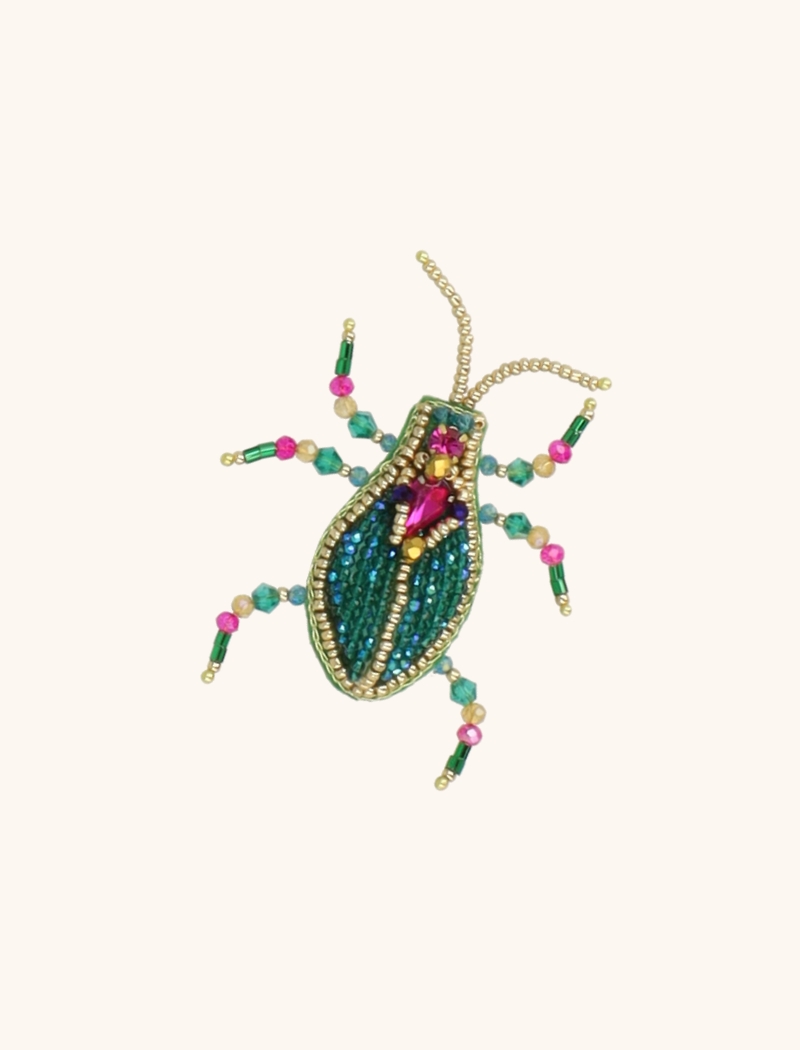 Broche Lucky Scarabee S - Emerald/Pink 