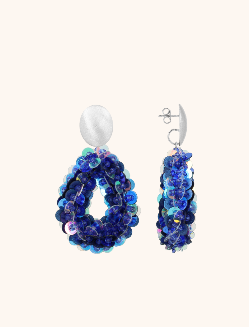 Blauwe Oorbellen Fenna Sequin Drop M