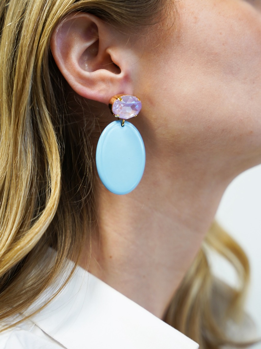 Baby Blue Earrings Celia Oval S Strass Lavender