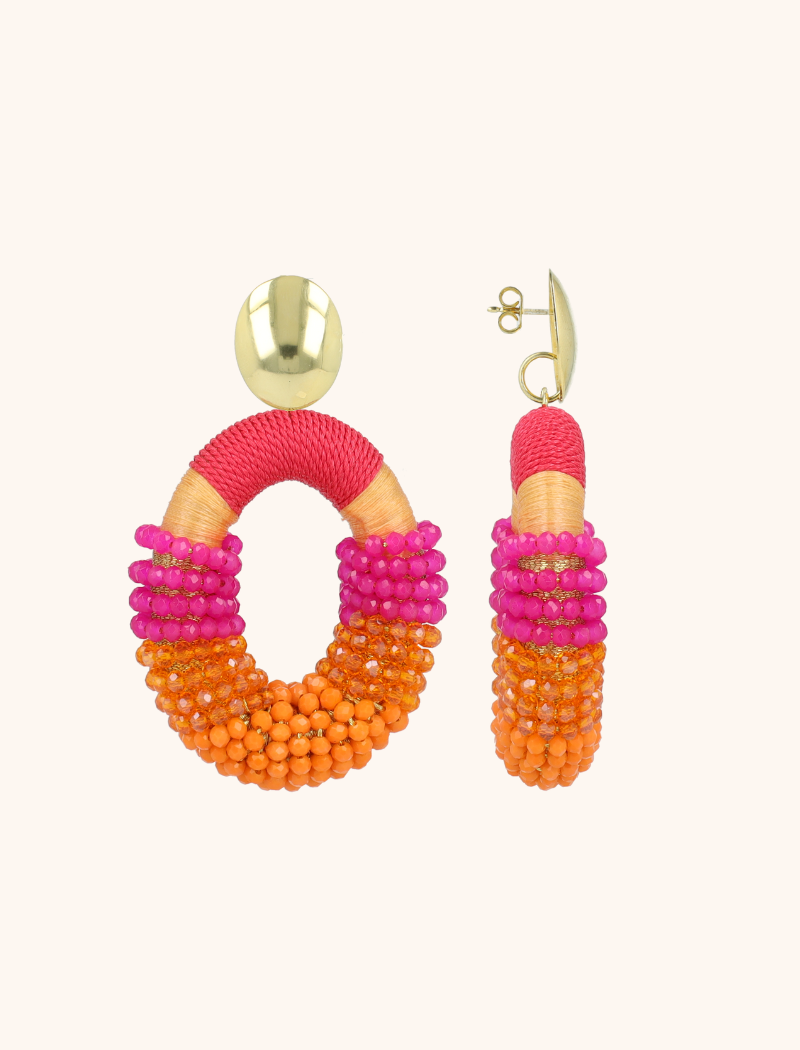 Fuchsia Oorbellen Yara Combi Oval L