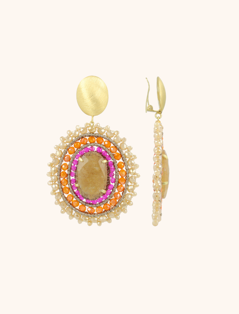 Fuchsia Tangerine Oorbellen Jamie Ovaal L Met Steenlott-theme.productDescriptionPage.SEO.byTheBrand