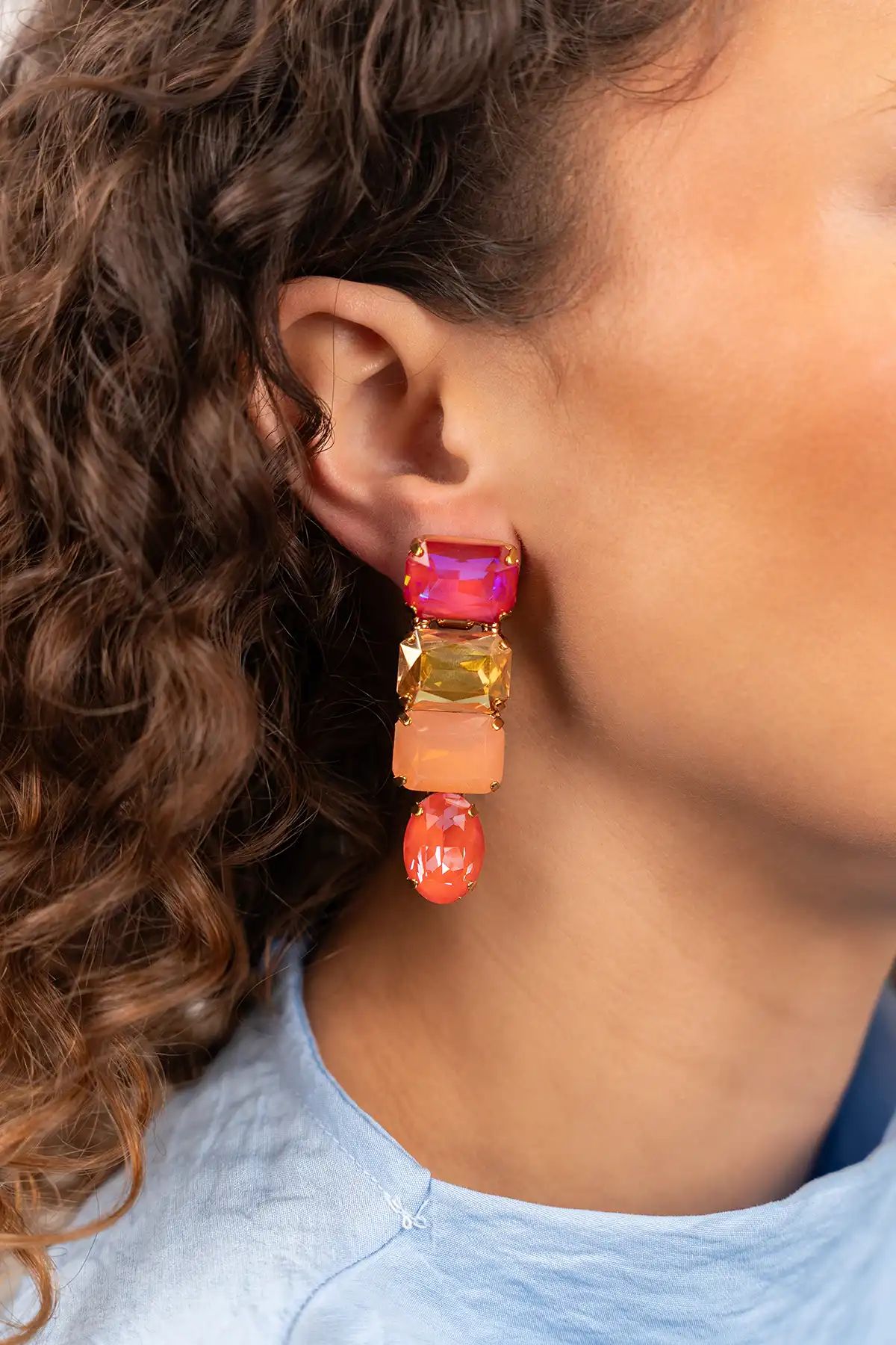 Orange Earrings Aukje Triple Rectangles w/ Ovallott-theme.productDescriptionPage.SEO.byTheBrand