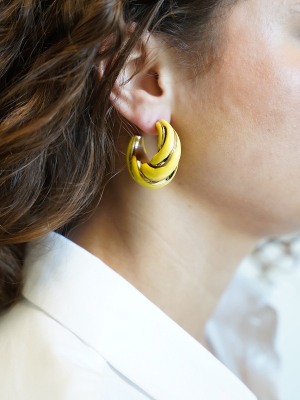 Classic earrings twist Yellow Creole M