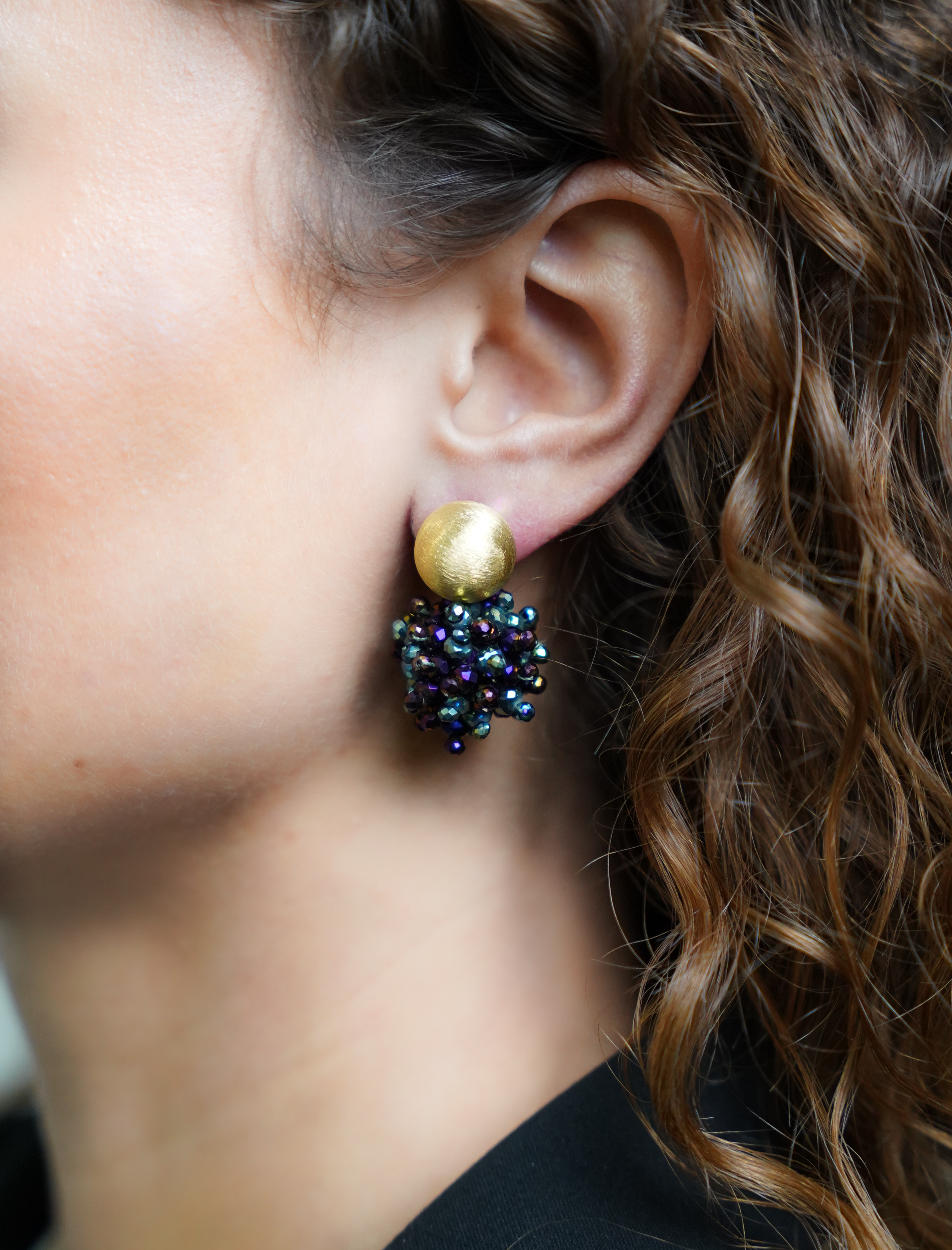 Metallic Groen Paarse Oorbellen Jacky Double Stones Globe S