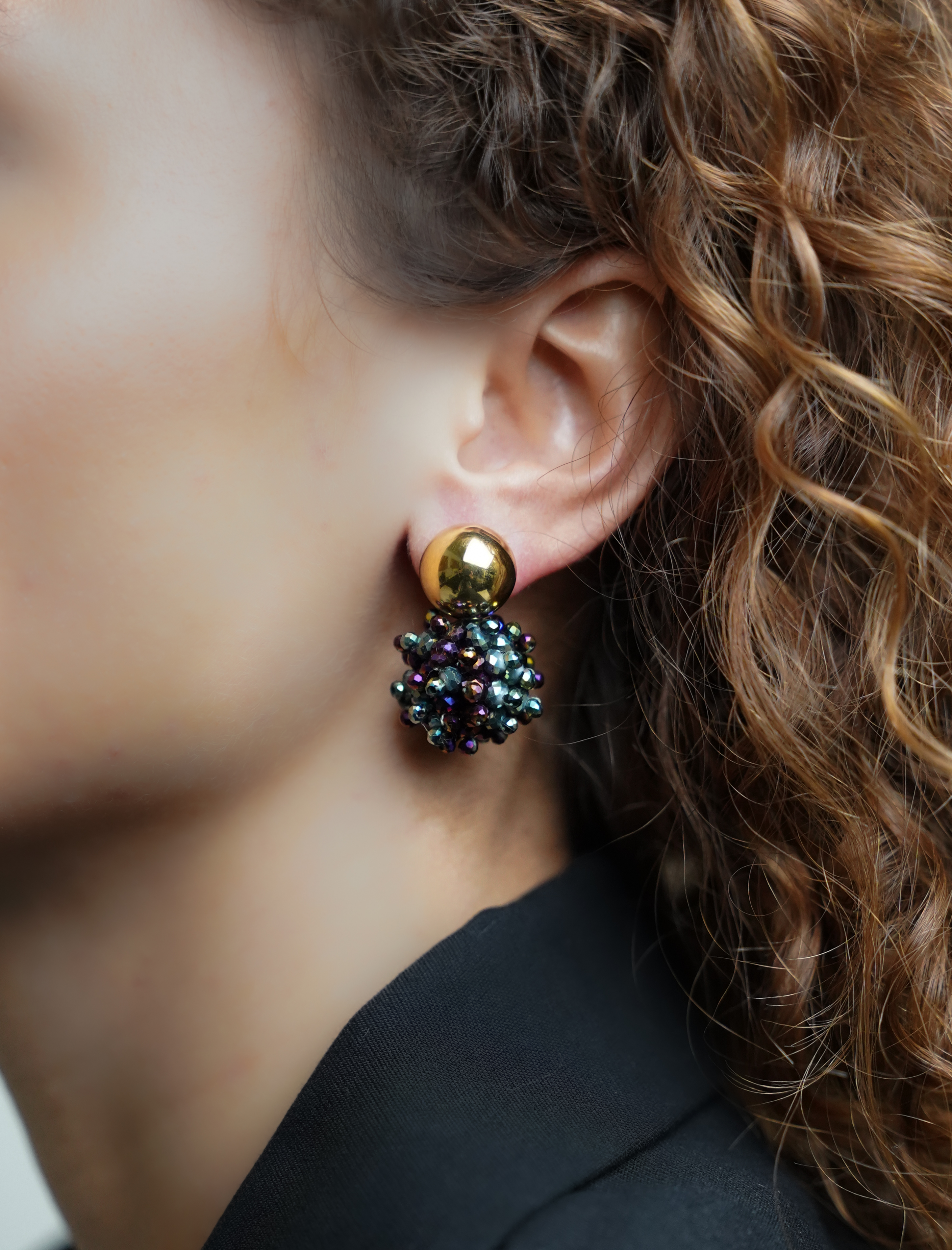 Metallic Green Purple Earrings Jacky Double Stones Globe Slott-theme.productDescriptionPage.SEO.byTheBrand