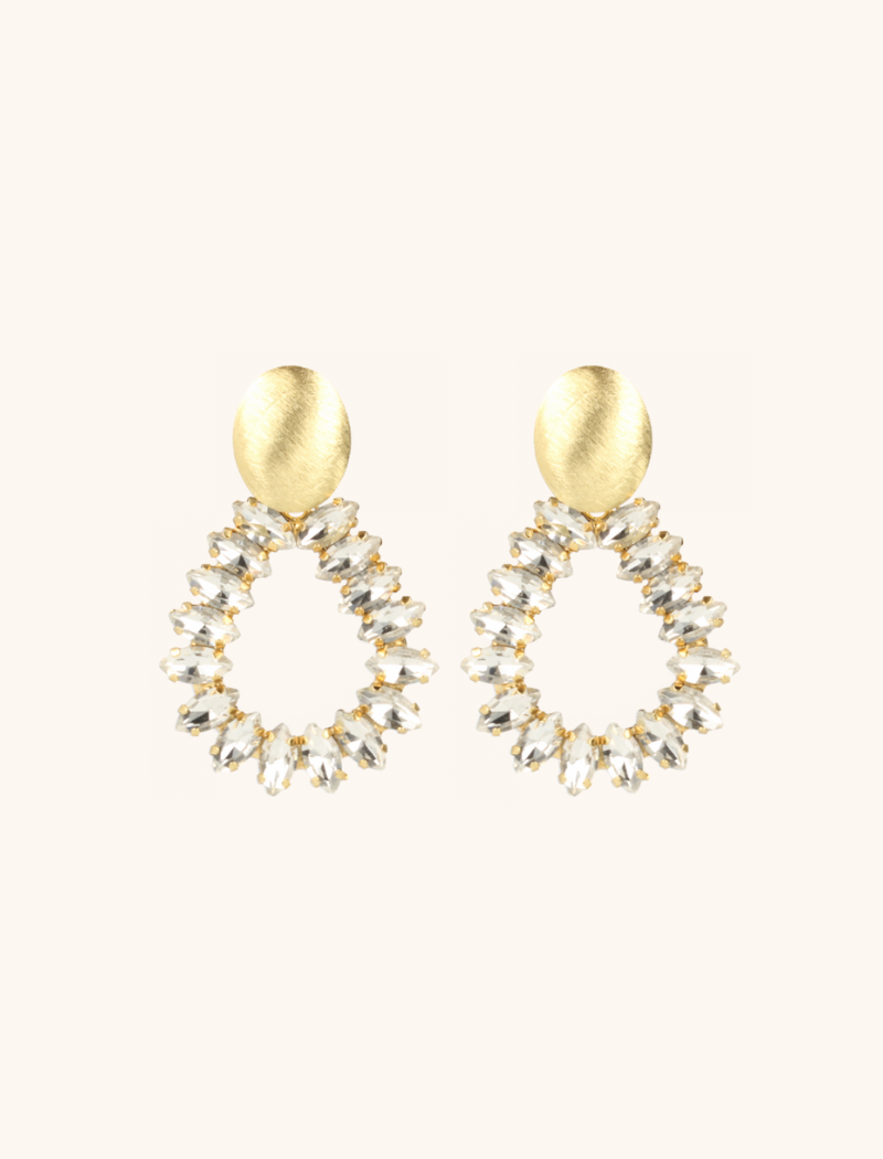 Brushed Goudkleurige Drop Strass Oorbellen Hally S